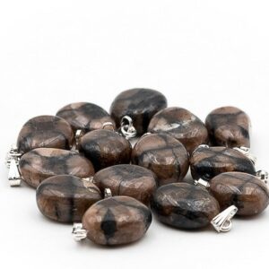 Pendentif pierre roulée Chiastolite