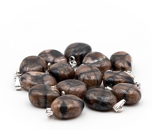 Pendentif pierre roulée Chiastolite