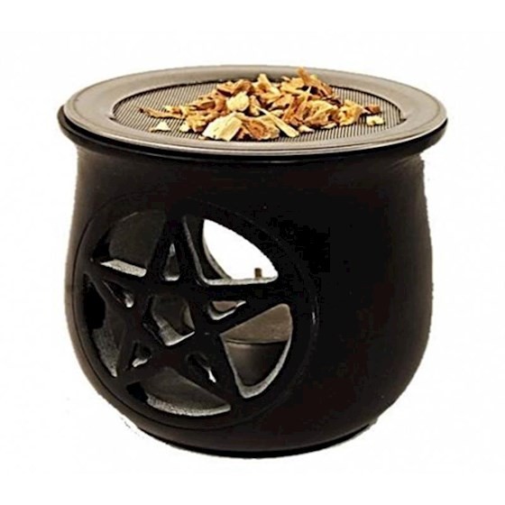 Brûle encens Pentacle en pierre à savon noir