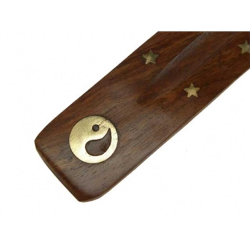 Porte encens en bois avec symbole Ying Yang