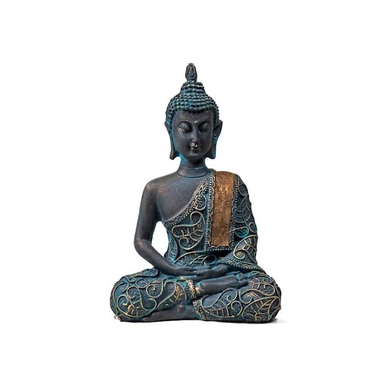 Bouddha en méditation finitions antiques