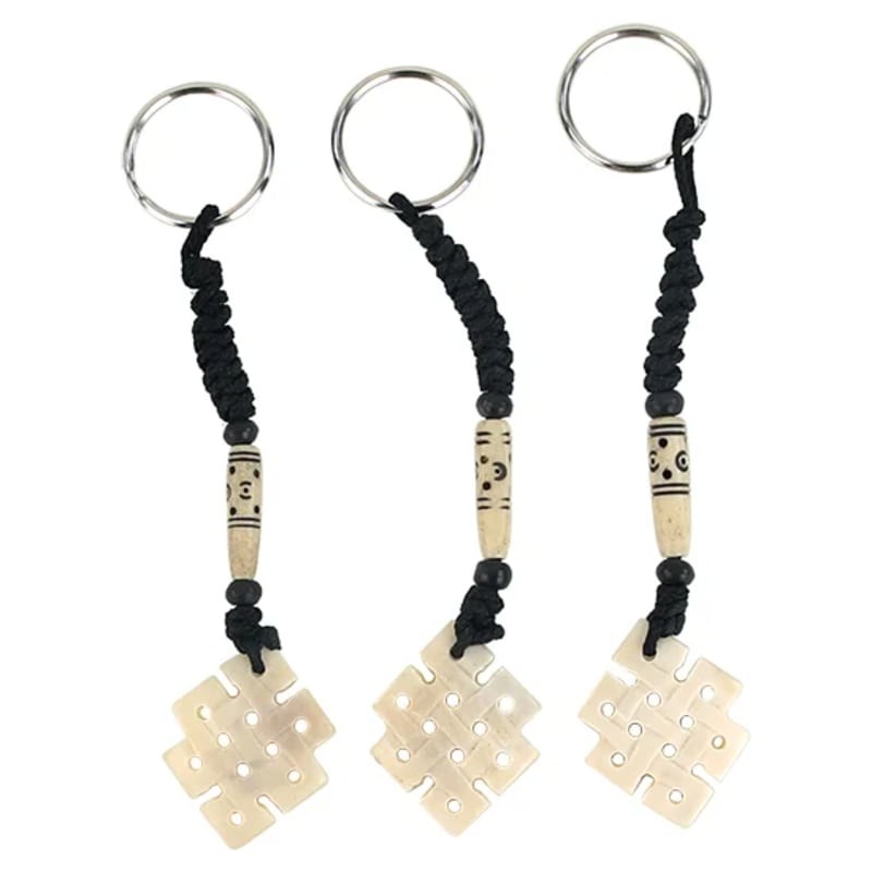 Porte clefs nœud infini blanc