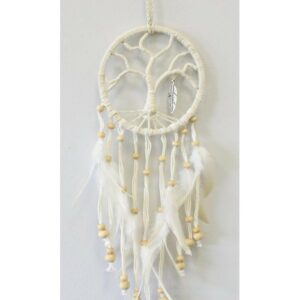 Attrape-rêves arbre de vie avec plume métal