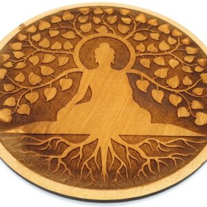 Plaque Bois Bouddha Arbre de Vie