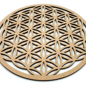 Plaque de Rechargement Fleur de Vie Sculptée Bois 13cm