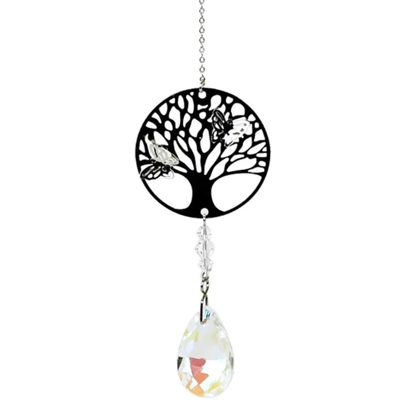 Arbre de Vie + goutte de cristal arc en ciel blanc