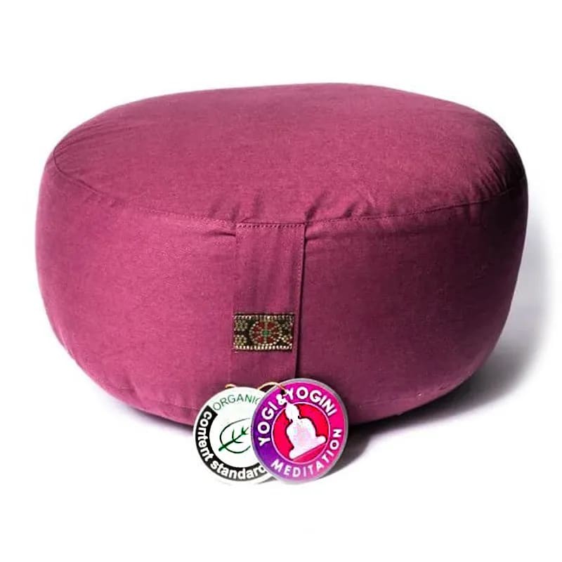 Coussin de méditation aubergine clair coton BIO