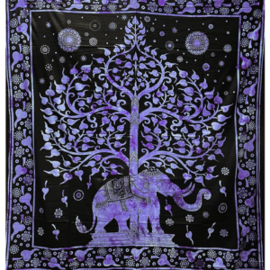 Tenture Arbre de Vie & Eléphant Mauve