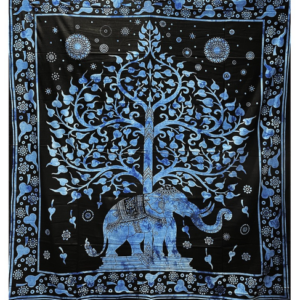 Tenture Arbre de Vie & Eléphant Bleue