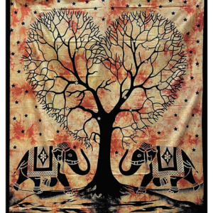 Tenture Arbre de Vie & 2 Eléphant Orange