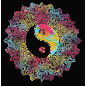 Tenture Ying Yang Jaune Rose Turquoise