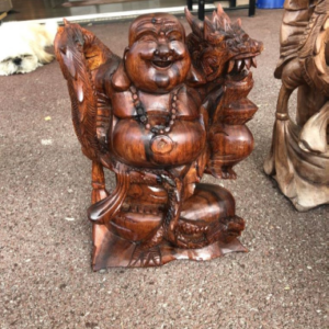 Bouddha chinois avec dragon en bois de 30cm