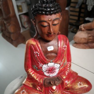 Bouddha en bois peint de 30cm