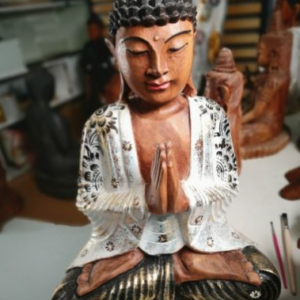 Bouddha en bois peint de 50cm