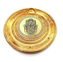 Porte-Encens Bois Rond Main de Fatima 10cm