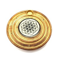 Porte-Encens Bois Rond Fleur de Vie 10cm