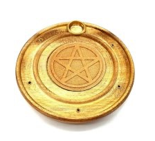 Porte-Encens Bois Rond Pentagramme 10cm
