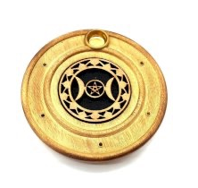 Porte-Encens Bois Rond Triple Lune 10cm