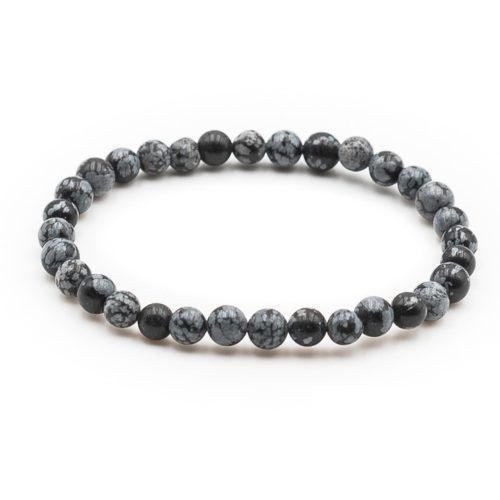 Bracelet Obsidienne Flocon de neige Perles