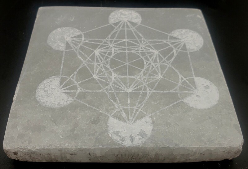 Plaque Sélénite Métatron Carrée
