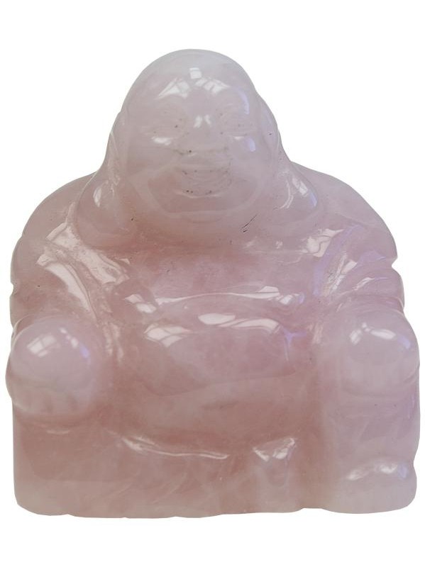 Bouddha Rieur Assis 4 cm - Quartz rose