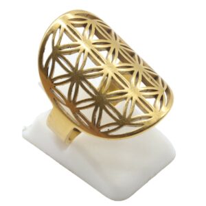 Bague Inox plaquée Or Fleur de vie