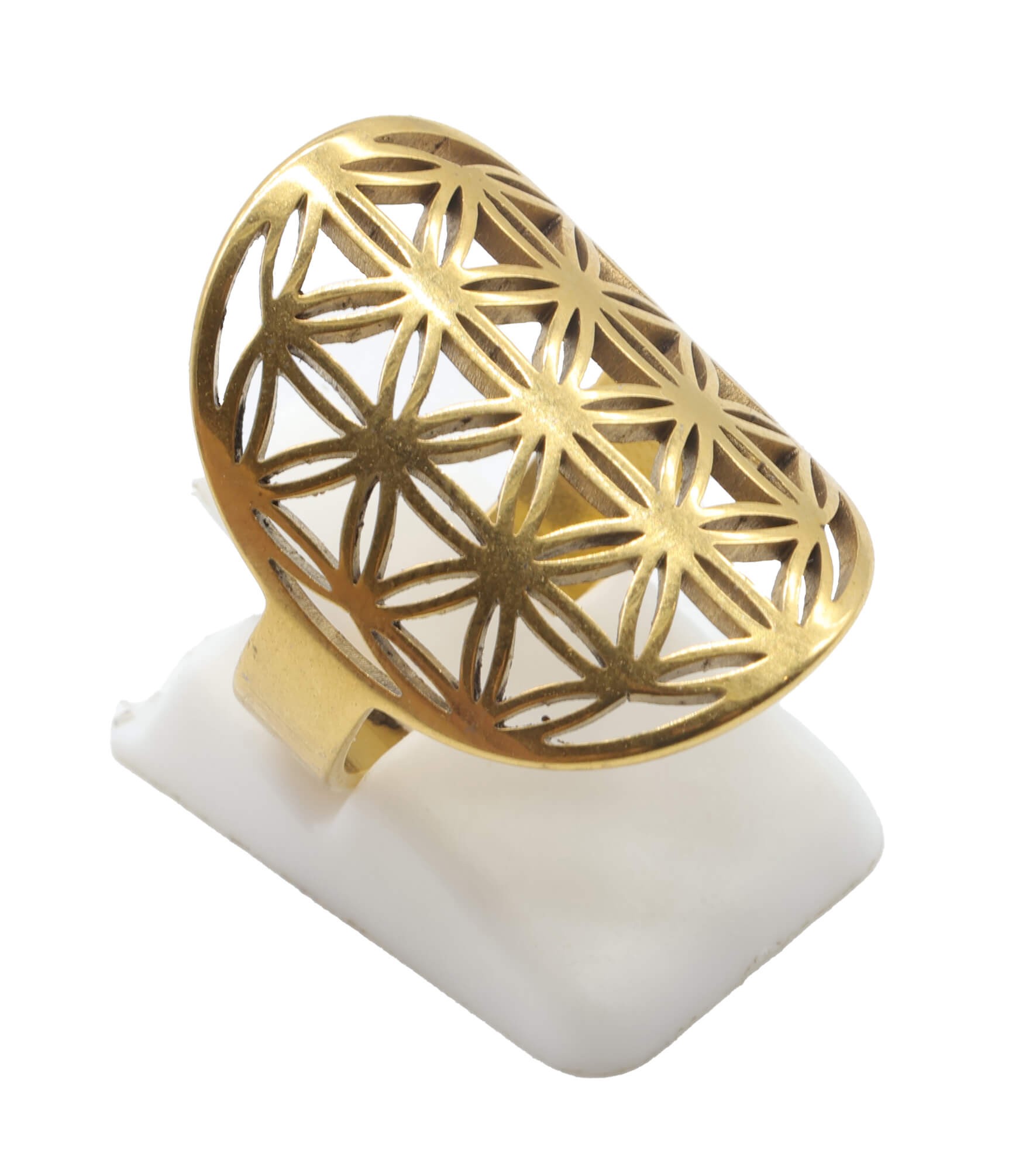 Bague Inox plaquée Or Fleur de vie