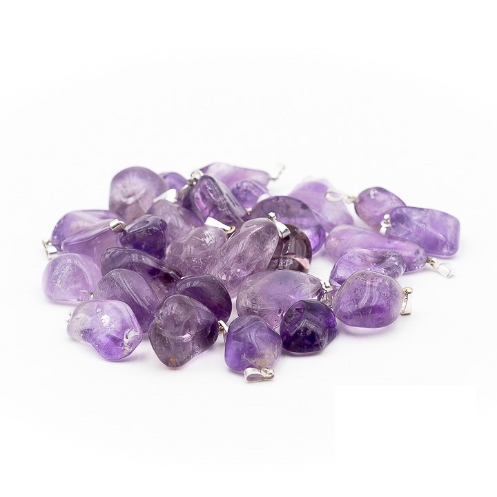 Pendentif pierre roulée améthyste