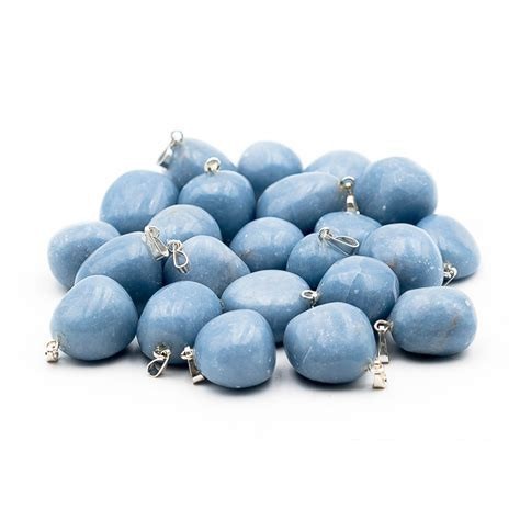 Pendentif pierre roulée angélite