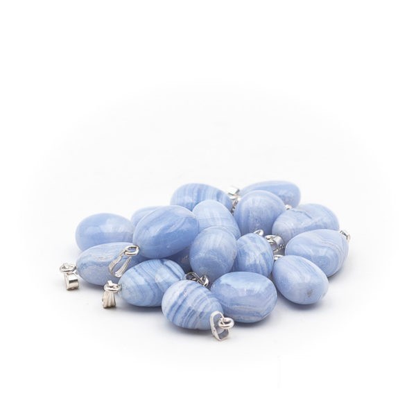 Pendentif pierre roulée calcédoine