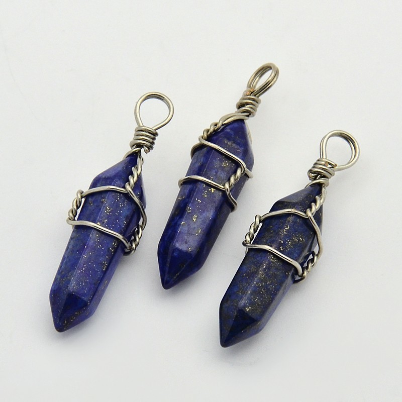 Pendentif biterminé torsadé Lapis-Lazuli