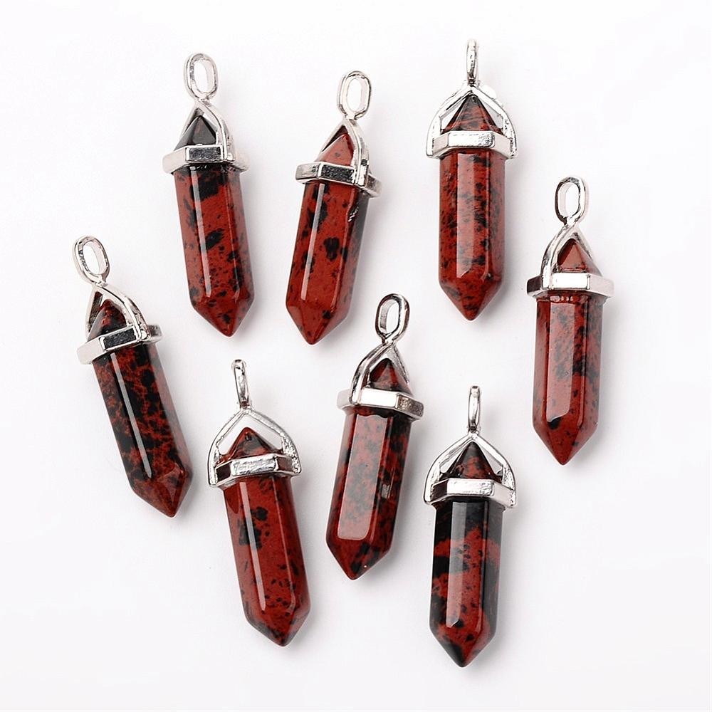 Pendentif pointe biterminée Obsidienne Acajou