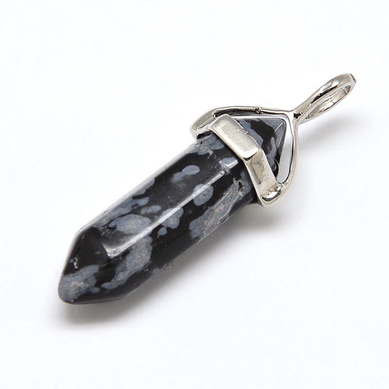 Pendentif biterminée Obsidienne neige
