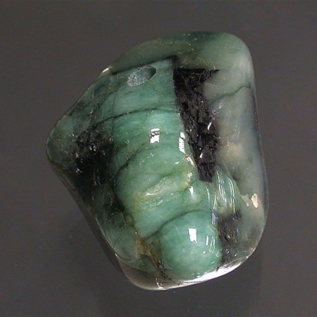 Pendentif pierre roulée percée Emeraude