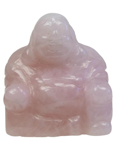 Bouddha Rieur Assis 4 cm - Quartz rose