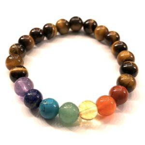 Bracelet sept chakras et oeil de tigre