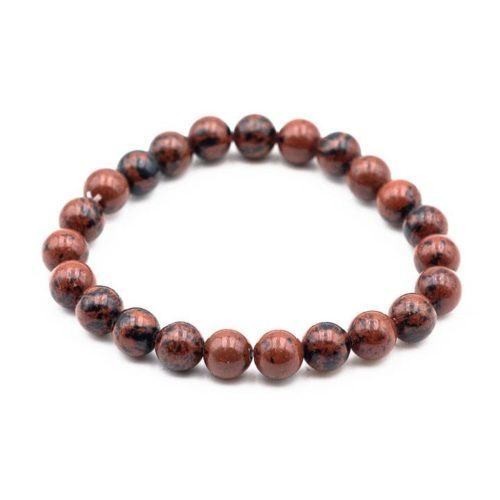 Bracelet Obsidienne Acajou Perles