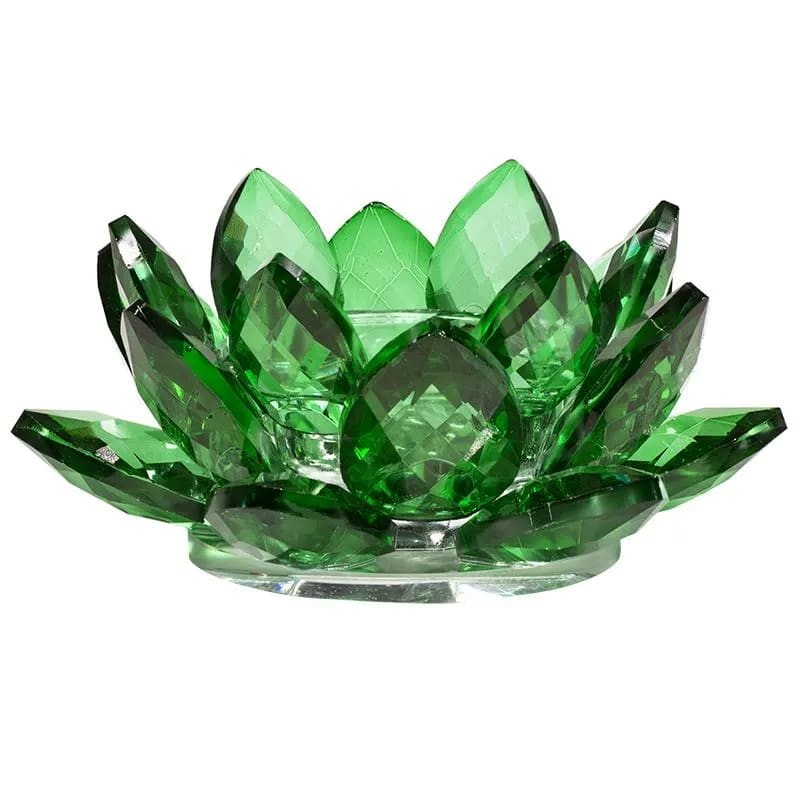Bougeoir Lotus cristal vert