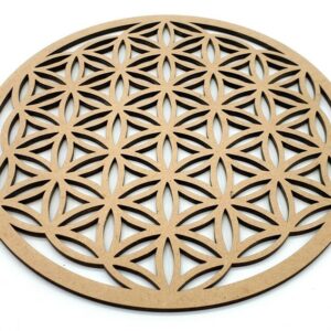 Plaque de Rechargement Fleur de Vie Sculptée Bois 20cm