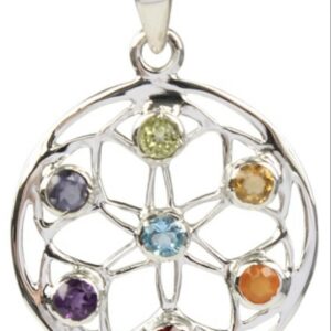 Chakras Mandala Argent et Pierres des Chakras