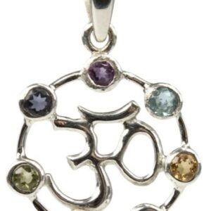 Chakras Om Argent et Pierres