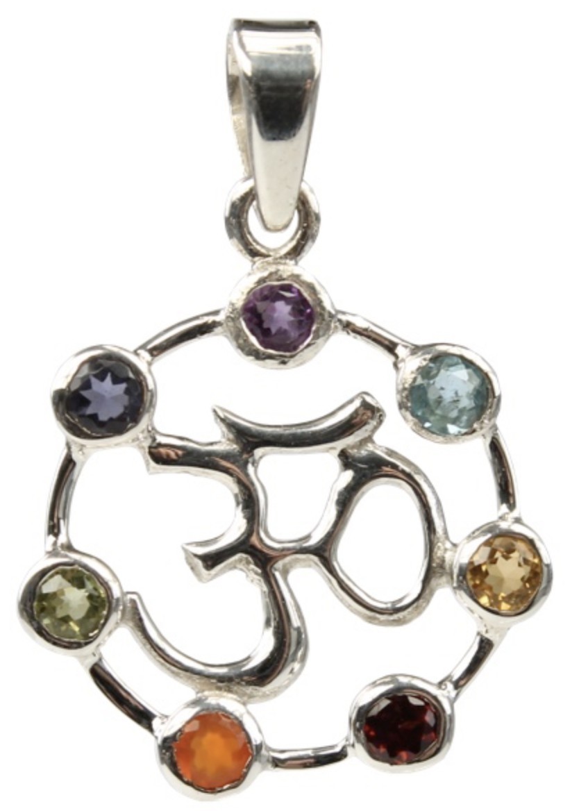 Chakras Om Argent et Pierres