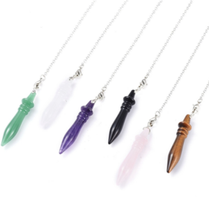 Pendule de radiesthésie en pierres précieuses mixtes naturelles