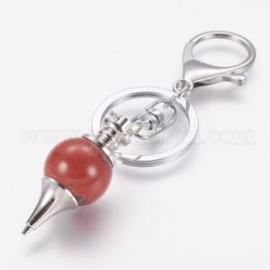 Pendule Sephoroton en Jaspe rouge, accessoires en laiton, chakra, ronde, platine