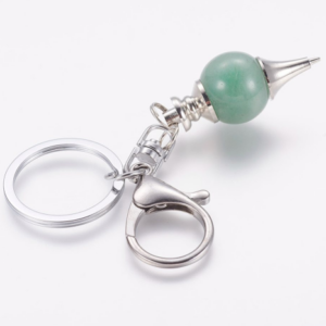 Pendule Sephoroton en Aventurine, accessoires en laiton, chakra, ronde, platine