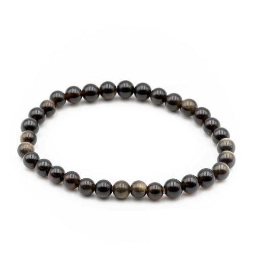 Bracelet Obsidienne Dorée Perles