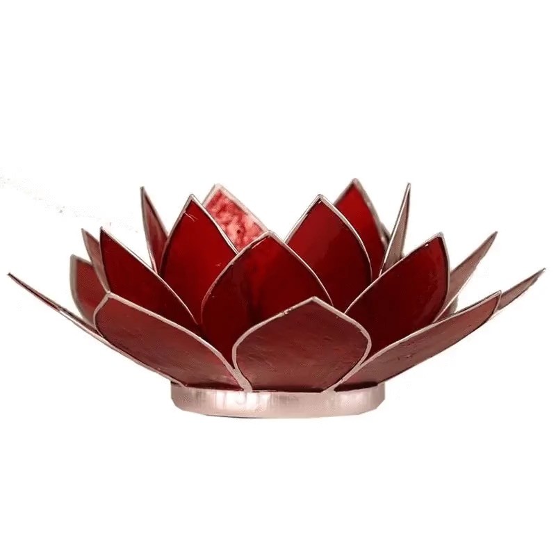 Photophore Lotus Chakras Rouge / argent