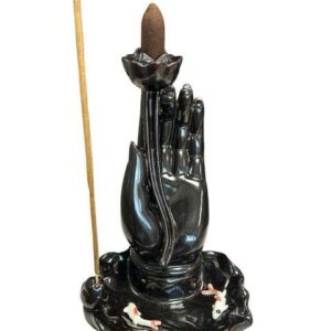 Brûleur d'encens à refoulement main de Bouddha et poisson Koï