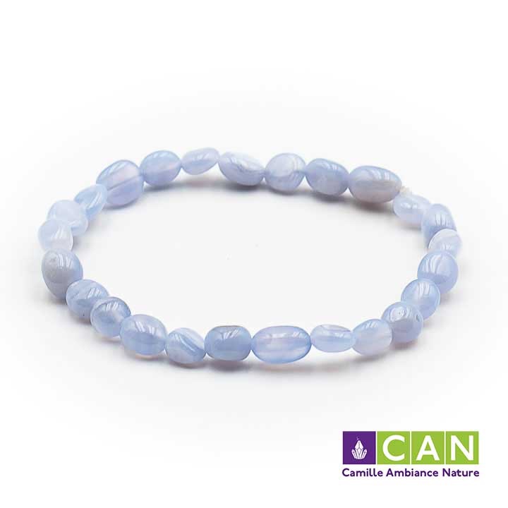 BRACELET Calcédoine perles pierre roulées
