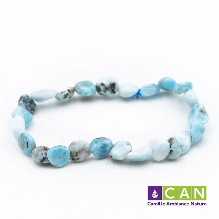 BRACELET Larimar perles pierre roulées